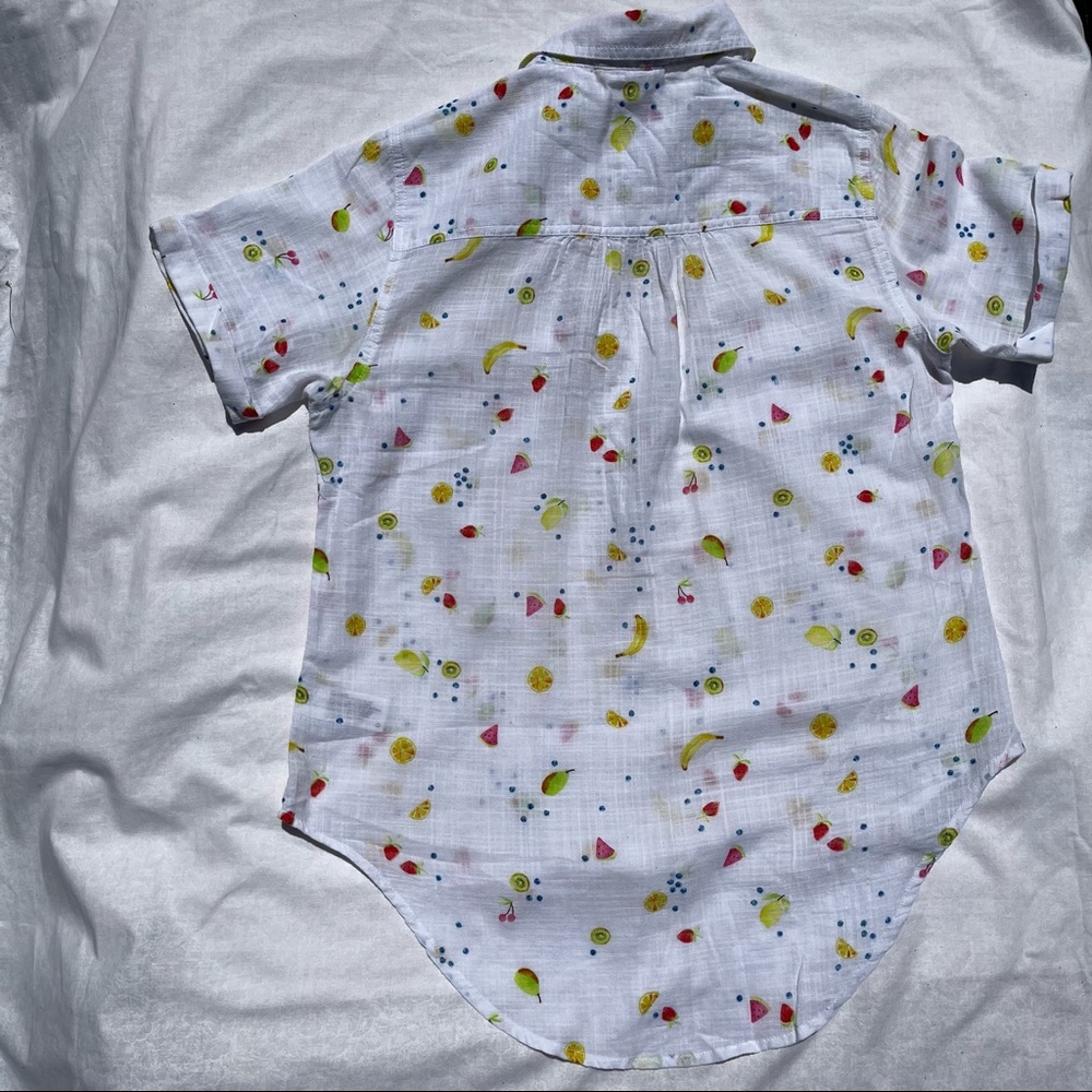Merona White Fruit Print Short Sleeve Blouse - Picture 5 of 6